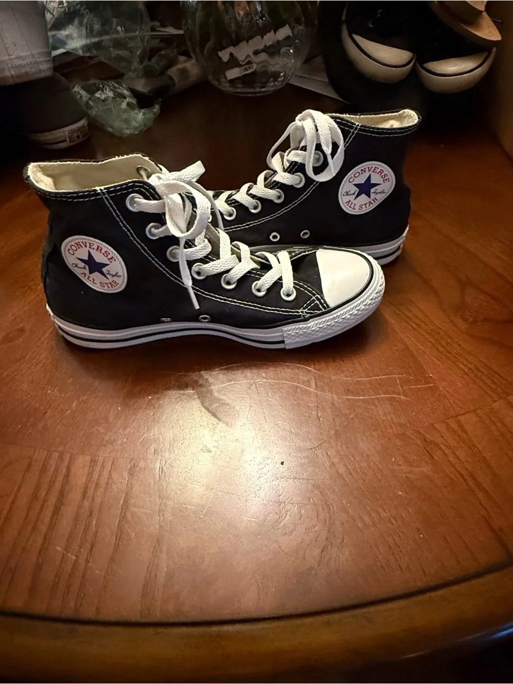 Converse Women’s Black and White High Top Sneakers - Picture 2 of 8
